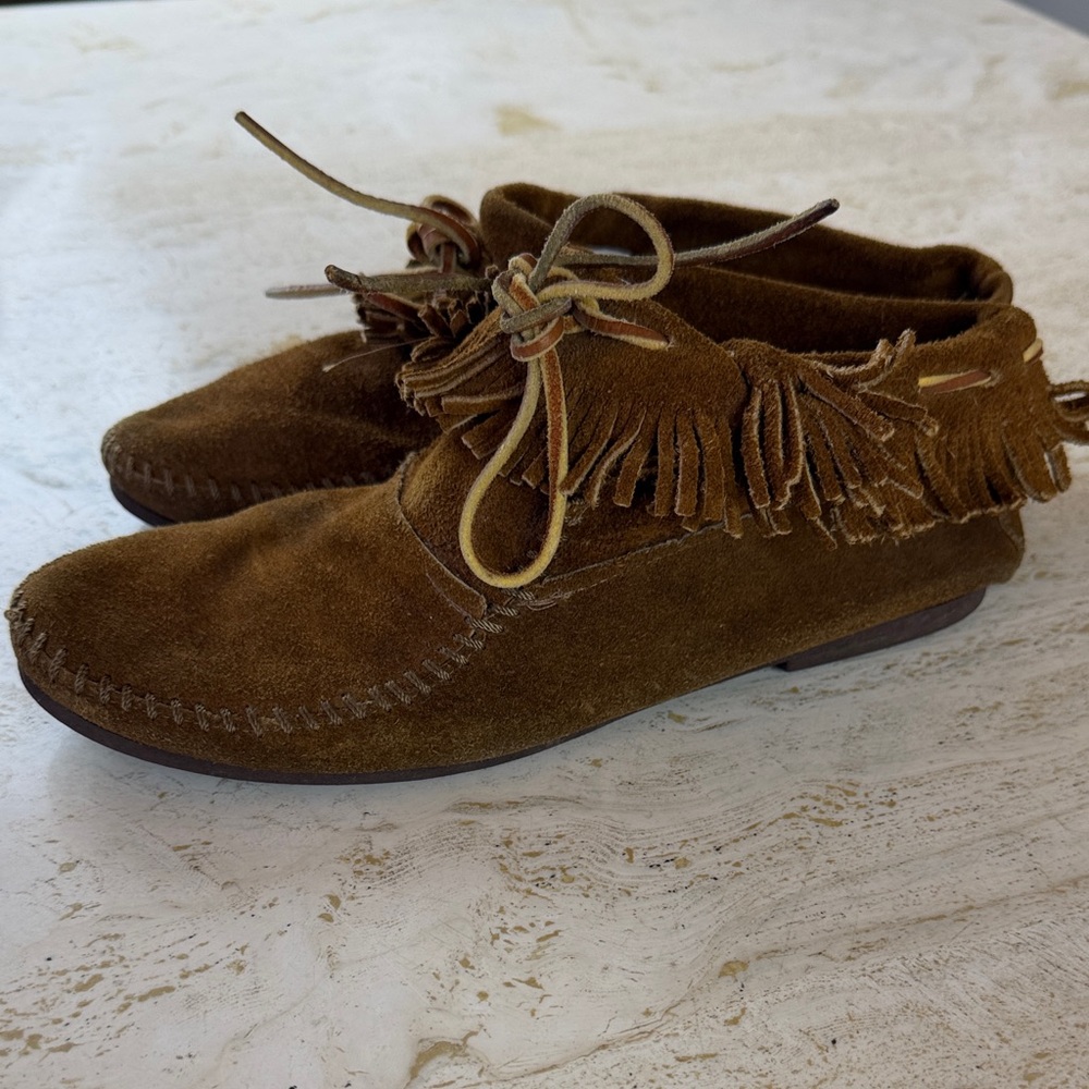 Women’s Leather Moccasin Slip-On Flats – Brown – Size 7.5/8 (No Marked Size)